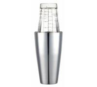 BarCraft Boston Cocktail Shaker Set with Printed Recipes in Gift Box, Stainless Steel / Glass, 400ml