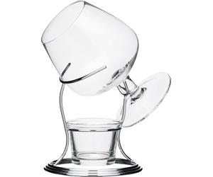 BarCraft Brandy Glass and Warmer Gift Set, 350ml Glass, Tea Light Holder and Metal Stand, 3-Piece Set