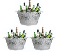 BarCraft Clear Acrylic Large Oval Drinks Bucket/Cooler, Beer, Drinks and Wine Cooler, 10 Litres (Pack of 3)