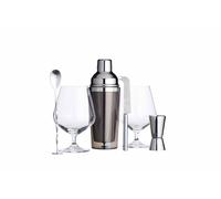 BarCraft Cocktail Set, Gin Glasses, Shaker, Muddler, Dual Bar Measure, Knife