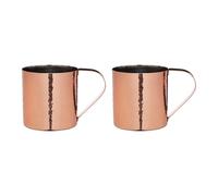 BarCraft Copper Moscow Mule Mugs, Set of 2 Hammered Stainless Steel Cocktail Cups, 550ml Copper Drinking Mugs for Cocktails, Drinkware Gift Set