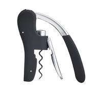 BarCraft Deluxe Corkscrew, Wine Bottle Opener with Built-in Foil Cutter, Black & Chrome