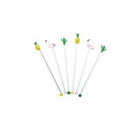 BarCraft BCSTIRASTD Tropical Chic Novelty Glass Cocktail Stirrers (Set of 6), 1 x 1 x 1 cm