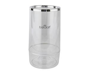BarCraft Insulated Wine Cooler, Single Bottle, Acrylic with Chrome Detail, 12 x 12 x 23cm, Clear/Steel (Pack of 6)