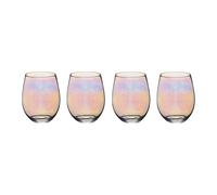 BarCraft Iridescent Glass Tumbler Set, Set of 4 Cocktail Glasses, Elegant Drinkware, 600ml - Clear - Glass - Tumblers