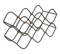 BarCraft 8 Bottle Wine Rack Free Standing Metal, Black & Jute Rope, 46 x 13 x 29.5cm