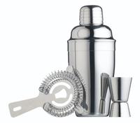 BarCraft KCDLBSET3 Cocktail Making Set with Recipe Leaflet in Gift Box, Stainless Steel, 3 Pieces