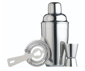 BarCraft KCDLBSET3 Cocktail Making Set with Recipe Leaflet in Gift Box, Stainless Steel, 3 Pieces