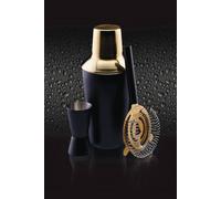 Barcraft Luxury 3Pc Cocktail Making Set, Black And Brass Finish Stainless Steel Black One Size