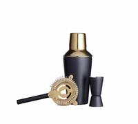 BarCraft Luxury Cocktail Making Kit, Black/Gold, 3-Piece Gift Set, 10 x 10 x 19 cm