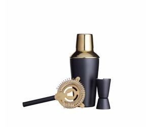 BarCraft Luxury Stainless Steel Cocktail Making Kit - Brass Finish (3-Piece Gift Set)