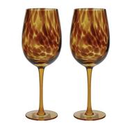 Set Of 2 Traditional Stemmed Tortoise Shell Design Wine 450ml Glasses