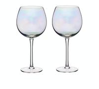 BarCraft Rainbow-Pearl Iridescent Gin Glasses, Set of 2 Balloon Glasses, 500ml, Gift Boxed