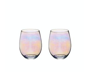 BarCraft Rainbow-Pearl Iridescent Tumbler Glasses, Set of 2, 600ml, Gift Boxed