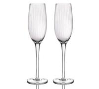 BarCraft Ribbed Champagne Flutes, Set of 2 Handmade Glasses in Gift Box, 200ml