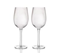 BarCraft Ribbed Wine Glasses, Set of 2 Large Patterned Glasses in Gift Box, 450ml