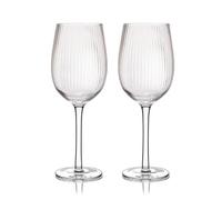 BarCraft Set of 2 Ridged Wine Glasses Clear