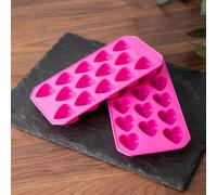 Barcraft Set Of 2 Flexible Heart Shape Ice Cube Trays, Pink In Dark Pink Dark Pink One Size
