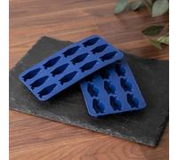 Barcraft Set Of 2 Flexible Penguin Shape Ice Cube Trays, Blue In Dark Blue Dark Blue One Size