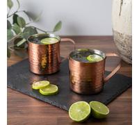 BarCraft Set of 2 Hammered Copper Moscow Mule Mugs BarCraft Copper
