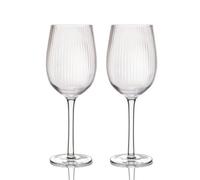 BarCraft Ribbed Wine Glasses, Set of 2 Large Patterned Glasses in Gift Box, 450ml