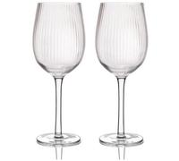 BarCraft Ribbed Wine Glasses, Set of 2 Large Patterned Glasses in Gift Box, 450ml
