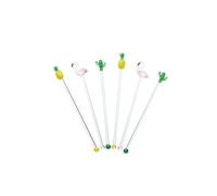 BarCraft Set of 6 Novelty Cocktail Stirrers Swizzle Glass Sticks Tropical Chic