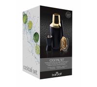 BarCraft Three Piece Cocktail Set - Black - Stainless Steel - Cocktail Making