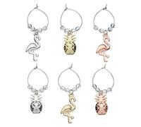 BarCraft Tropical Wine Charms (Pineapple & Flamingo), Set of 6