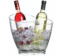 BarCraft Wine Cooler Bucket, Double Sided Design for 2 Bottles, Plastic, Transparent, 7 Litres