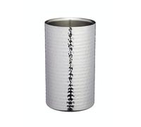 BarCraft Wine Cooler, Double-Walled Stainless Steel Champagne Cooler, 12 x 20cm, Hammered Finish, Silver