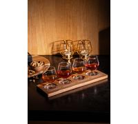 BarCraft Wooden Tasting Paddle 34cm, Set of 4 Glasses 150ml, Acacia Wood Paddle with Card Slots, Ideal for Beer Flight, Wine Tasting, Whisky, Cocktails, Drinkware Gift Set