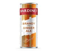 Bardinet Brandy & Ginger Ale 250ml 5% ABV (Case of 12) Premium Sparkling Cocktail In A Can - Ready-To-Drink Brandy Cocktail