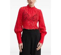 Bardot lace high-neck blouse - Red XS-S-L