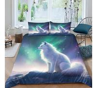 BARDYS Arctic Fox 3D Print Cute Animals for Teens And Adults Duvet Cover Quilt Cover Comforter Covers Soft Microfiber with Pillow Cases with Zipper Closure Bedding Set 3 Pieces Double（200x200cm）