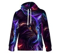 BARDYS Lightning Cosmic Cat 3D Hoodie Sweatshirt Boys Girls Teen 6-7Y Print Hoodie Sweatshirt Pullover Sweatshirt with Big Pockets