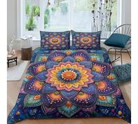 BARDYS Mandala Comforter Covers 3D Print Bohemian for Teens And Adults Quilt Cover Duvet Cover Soft Microfiber Bedding Set with Pillow Cases with Zipper Closure 3 Pieces Double（200x200cm）