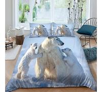 BARDYS Polar Bear Hot Choice for Boys，girls Bedding Set with Zipper Closure 3D Printed Comforter Cover Animals Duvet Cover Set Soft Microfiber Quilt Cover with Pillowcaser King（220x240cm）