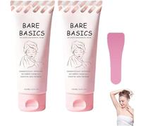 Bare Basics No Shave Hair Removal Cream, Fast and Gentle Body Hair Removal for Sensitive Skin, Leaving It Soft and Protected After Hairs Remove, Hairs-Free - No Stubble (2pcs)
