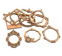 Bare Basics Papermania Wooden Shapes - Mixed Frames - Pack of 10