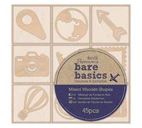 Bare Basics Papermania Wooden Shapes - Travelling - 45 Pieces