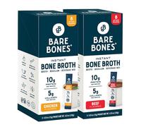 Bare Bones Bone Broth Instant Powder Mix Assortment Pack 8 Chicken and 8 Beef 15g Sticks 10g Protein Keto and Paleo Friendly Bone Broth Packs Total 16 Servings
