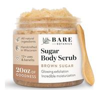 Bare Botanics Coconut Vanilla Body Scrub 24oz | Made in USA | All Natural Brown Sugar Exfoliator w/Skin Loving Moisturizers | Vegan & Cruelty Free | Gift Ready Packaging w/a Cute Wooden Spoon