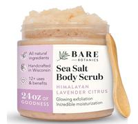 Bare Botanics Lavender Grapefuit Body Scrub 24oz | Made in USA | All Natural Himalayan Salt Exfoliator Skin Loving Moisturizers | Vegan & Cruelty Free | Gift Ready Packaging w/a Cute Wooden Spoon