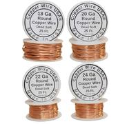 Bare Copper Wire,Dead Soft for Hobby,Craft, Jewelry Making 18,20,22, and 24Ga (Assorted 4 Sizes 25 Ft Each)