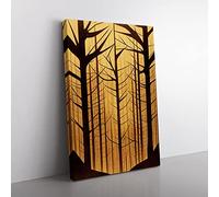 Bare Forest Trees Abstract Canvas Wall Art Print Ready to Hang, Framed Picture for Living Room Bedroom Home Office Décor, 60x40 cm (24x16 Inch)