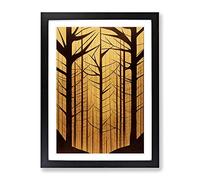 Bare Forest Trees Abstract Framed Print for Living Room Bedroom Home Office Décor, Wall Art Picture Ready to Hang, Black A2 Frame (62 x 45 cm)