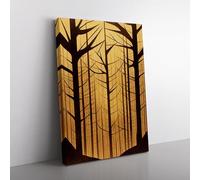 Bare Forest Trees Abstract Peach, Peach, Red Canvas Wall Art Print Ready to Hang, Framed Picture for Living Room Bedroom Home Office Décor, 76x50 cm (30x20 Inch)