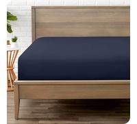 Bare Home Fitted Bottom Sheet Double Size - Premium 1800 Ultra-Soft Microfibre Sheet - Wrinkle Free - Deep Pocket - 35 CM/15 IN Deep - Double Fitted Sheet (Double, Midnight Blue)
