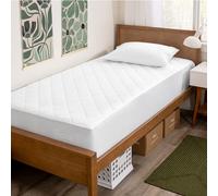 Bare Home Quilted Fitted Mattress Pad Single Size - Cooling Mattress Topper - Easily Washable - Premium Elastic Fitted Mattress Cover - Stretch-to-Fit up to 30 CM Deep (Single, White)